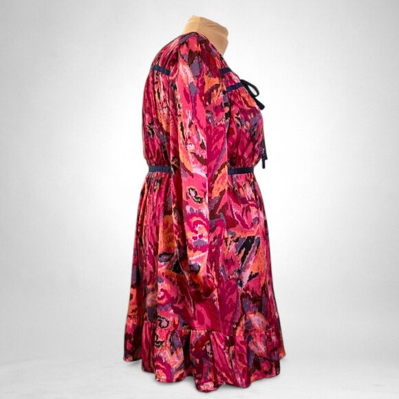 HEYSON Berry Abstract Print Tie Front Mini Dress, NWT! Size 2XL - Picture 4 of 7